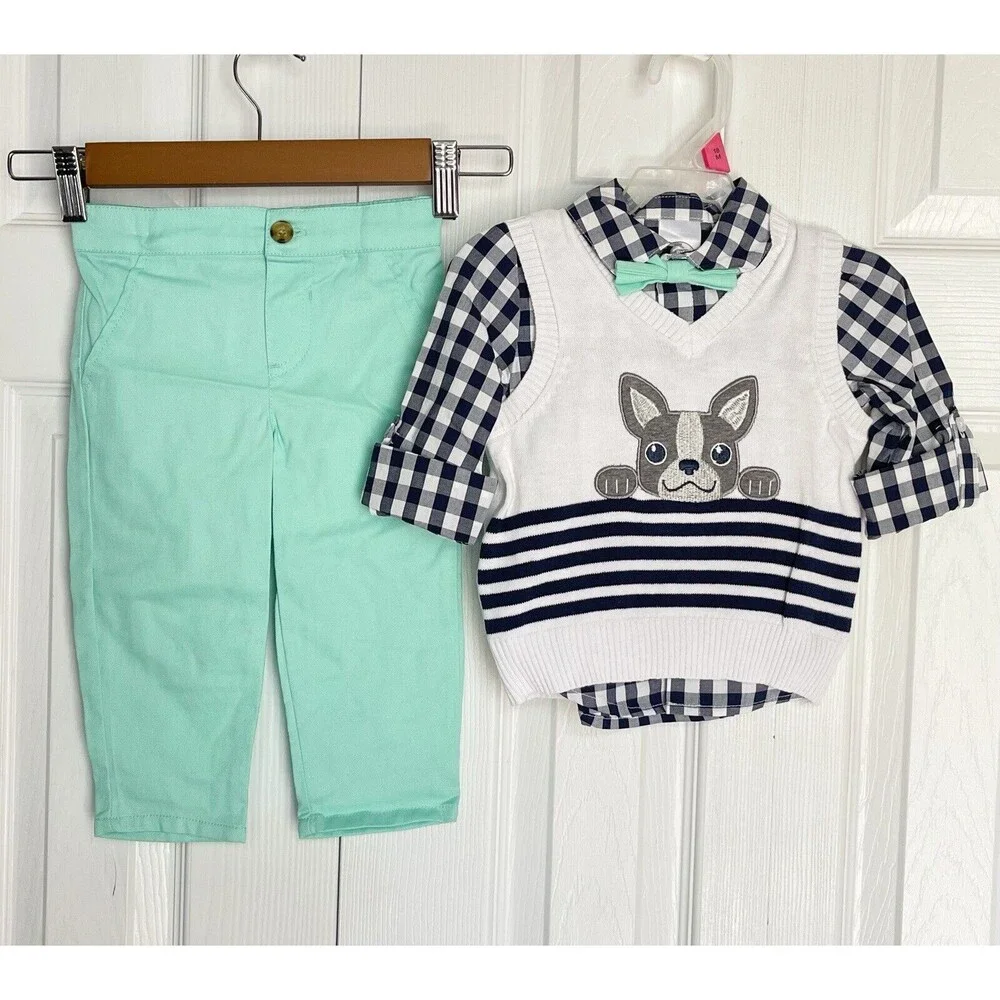 Wonder Nation Boys 4-pc Suit Set Vest Button-up Shirt Bow Tie Pants 18M NWT